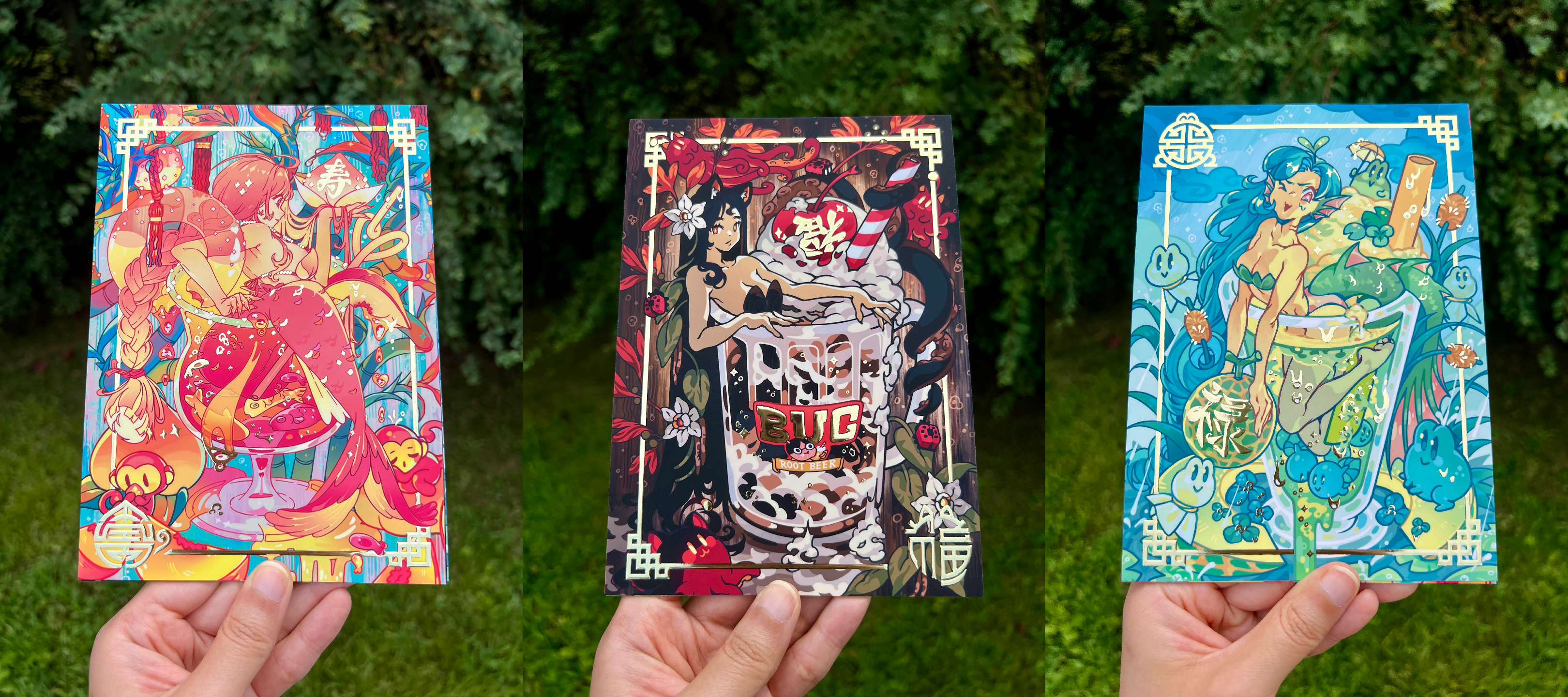 WAVELINE's SODA SISTERS *Limited Gold Foil* Art Postcard Set