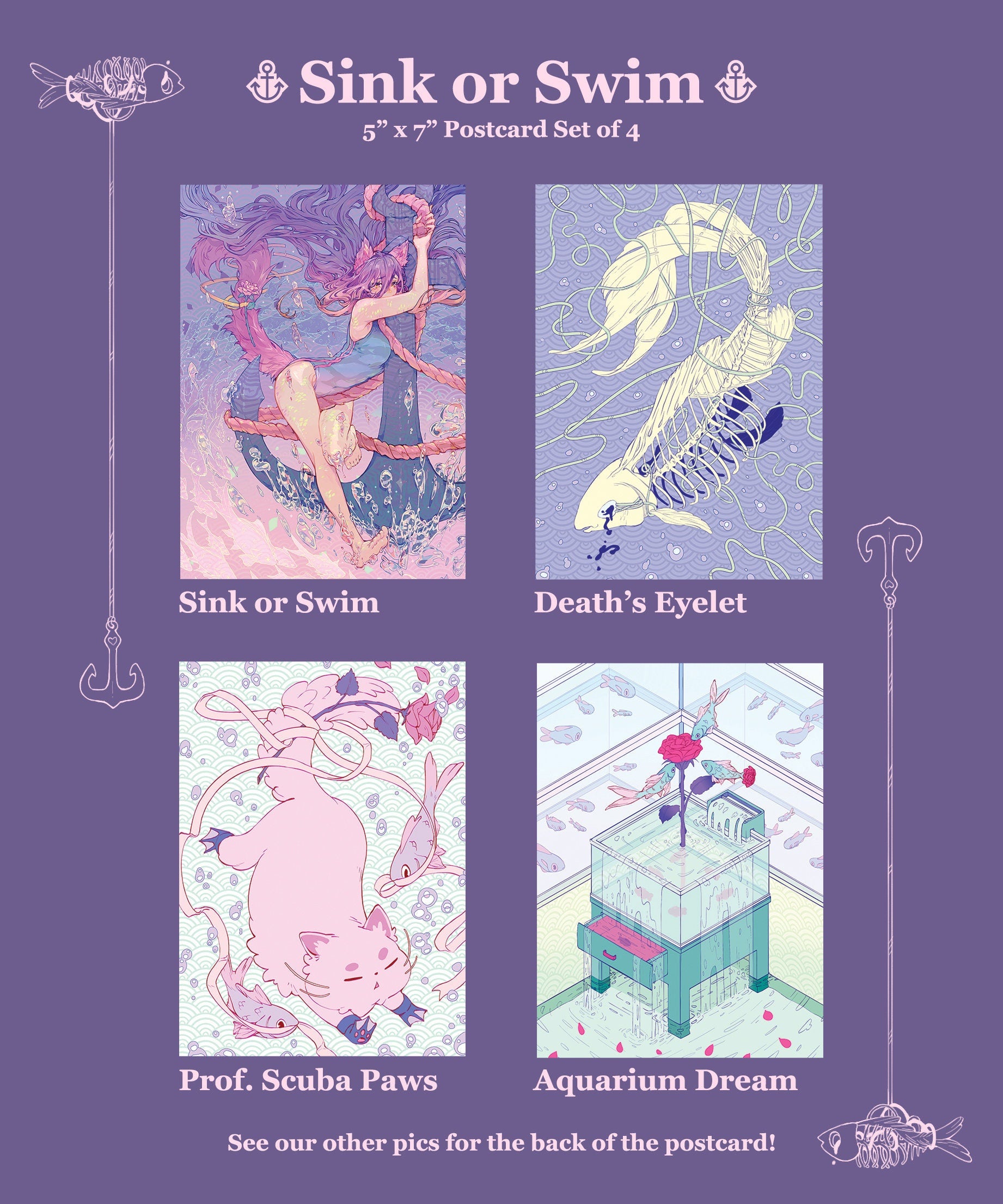SINK OR SWIM Art Postcard Set