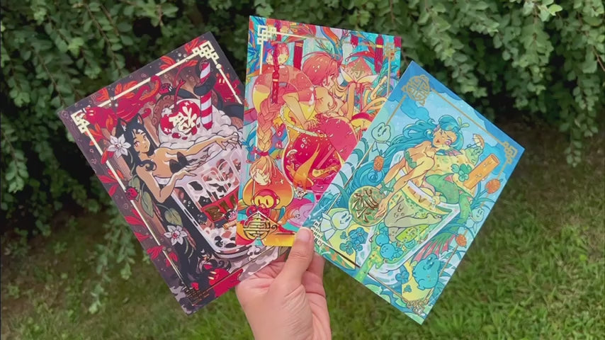 WAVELINE's SODA SISTERS *Limited Gold Foil* Art Postcard Set